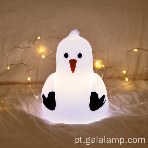 Lâmpada de silicone animal gaivota com luz de toque recarregável